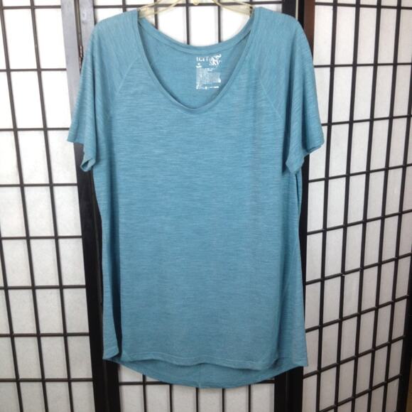 Terra & Sky Short Sleeve Blue V-Neck T-Shirt 14W - Picture 1 of 6